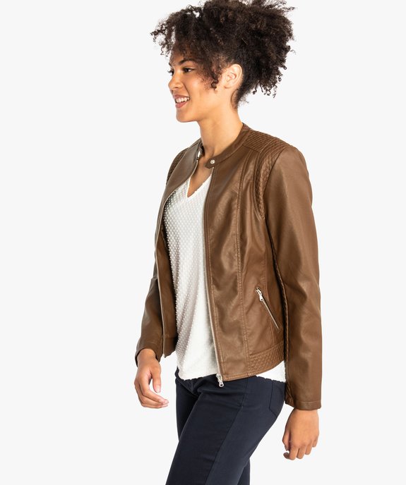 Blouson en similicuir style motard pour femme
