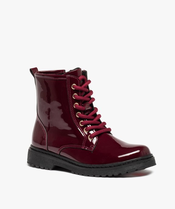 Boots fille vernies à lacets et zip style rangers vue2 - GEMO (ENFANT) - GEMO