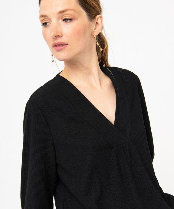 Tee-shirt à manches longues et col V femme vue2 - GEMO 4G FEMME - GEMO