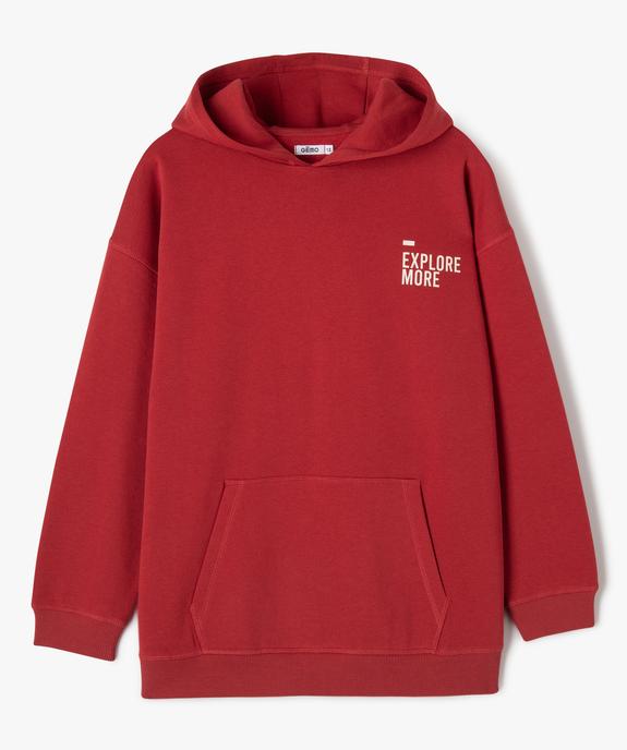 Sweat à capuche avec inscription poitrine et motif XXL dos garçon vue1 - GEMO (JUNIOR) - GEMO