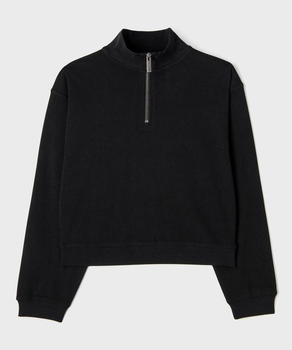 Sweat à col camionneur zippé coupe loose en maille extensible fille vue2 - GEMO 4G FILLE - GEMO