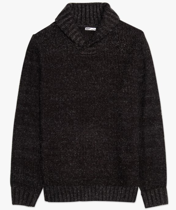 Pull homme à col châle contenant du polyester recyclé vue4 - GEMO 4G HOMME - GEMO