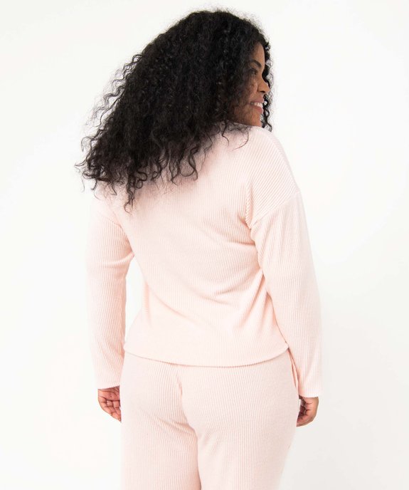 Tee-shirt femme grande taille en maille côtelée douce vue3 - GEMO(HOMWR FEM) - GEMO