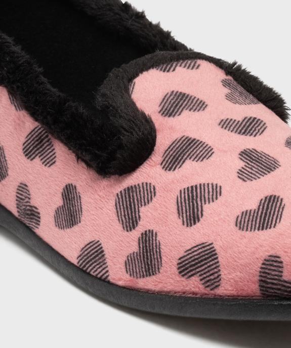 Chaussons pantoufles en velours imprimé cœurs femme vue6 - G'FLEX GEMO FOR GOOD - GEMO
