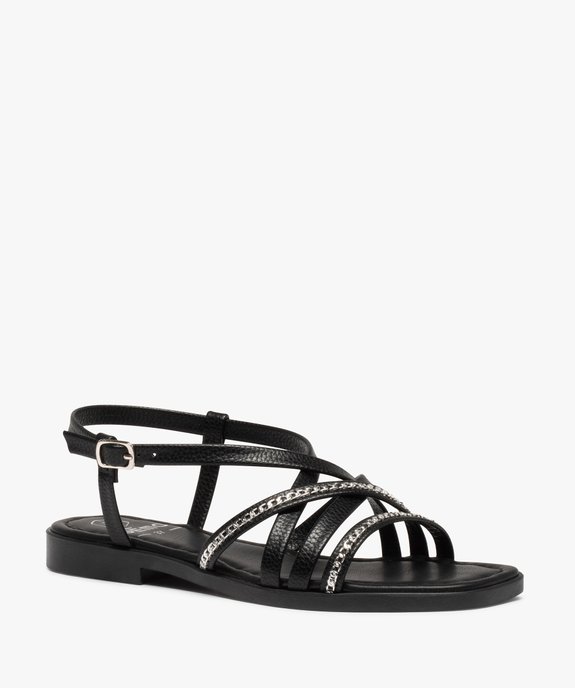 Sandales femme à talon plat et fines brides avec chainette vue2 - GEMO (CASUAL) - GEMO