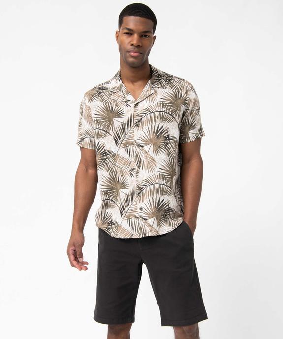 Bermuda homme en toile extensible 5 poches coupe chino vue5 - GEMO (HOMME) - GEMO