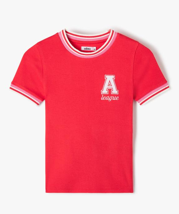Tee-shirt fille à manches courtes et détails sport rétro vue1 - GEMO (JUNIOR) - GEMO