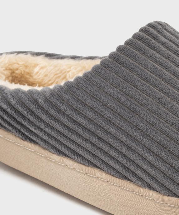 Chaussons mules en velours côtelé à doublure fourrée homme vue6 - GEMO(HOMWR HOM) - GEMO