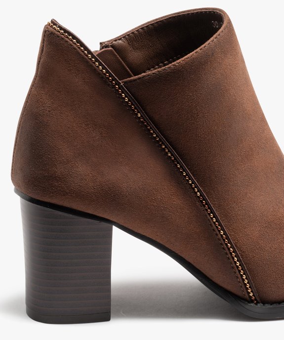 Boots femme à talon carré en suédine avec perles  vue7 - GEMO(URBAIN) - GEMO