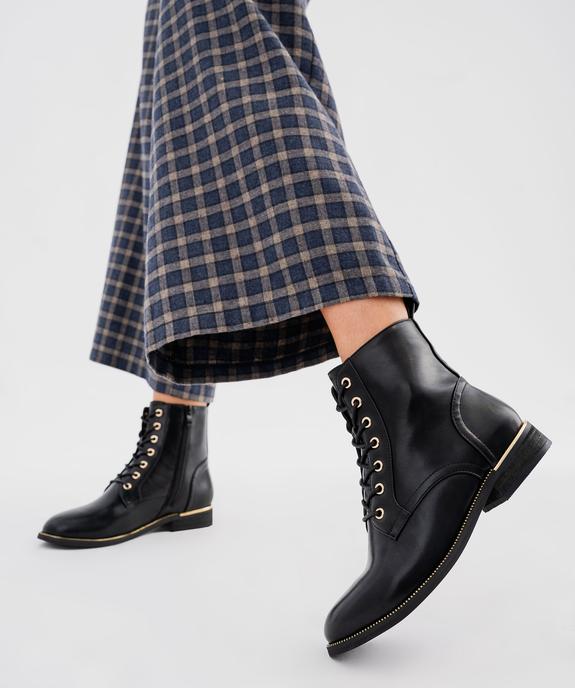 Boots plates à lacets et zip femme - VALENTINA BALDA Boots plates à lacets et zip femme vue1 - VALENTINA BALDA - GEMO