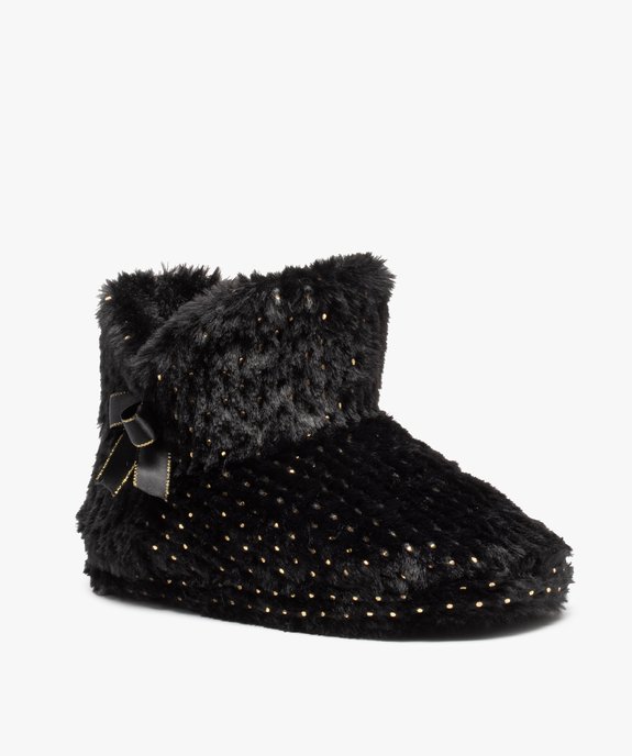 Chaussons femme boots en textile peluche à pois vue2 - GEMO(HOMWR FEM) - GEMO