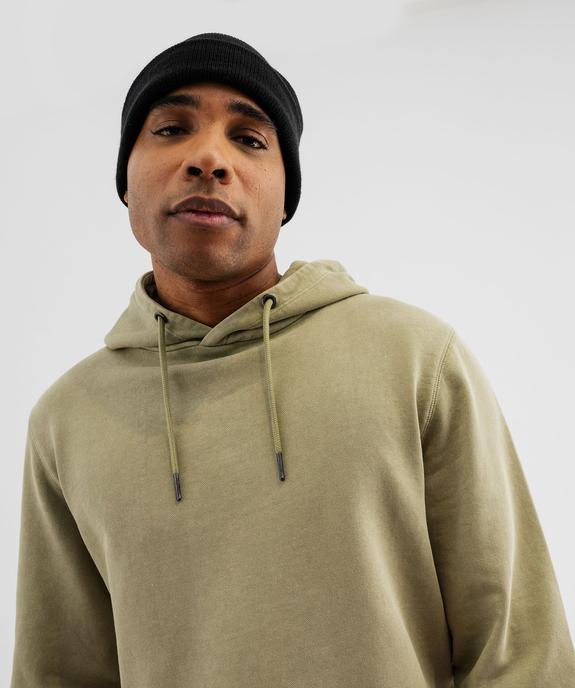 Sweat à capuche coloris délavé intérieur bouclette homme vue5 - GEMO (HOMME) - GEMO