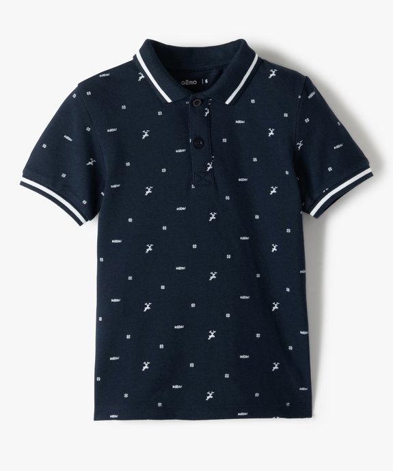 Polo garçon à manches courtes avec motifs Noël vue1 - GEMO (ENFANT) - GEMO