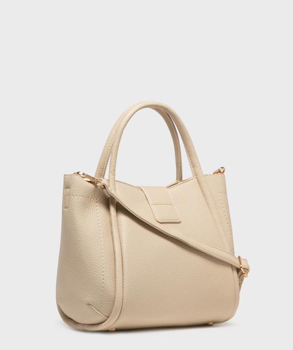 Sac à main en cuir imitation avec anses et bandoulière femme vue2 - BESTINI - GEMO