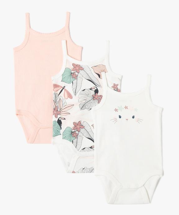 Body bébé à fines bretelles en coton biologique motif tropical (lot de 3) vue1 - GEMO 4G BEBE - GEMO