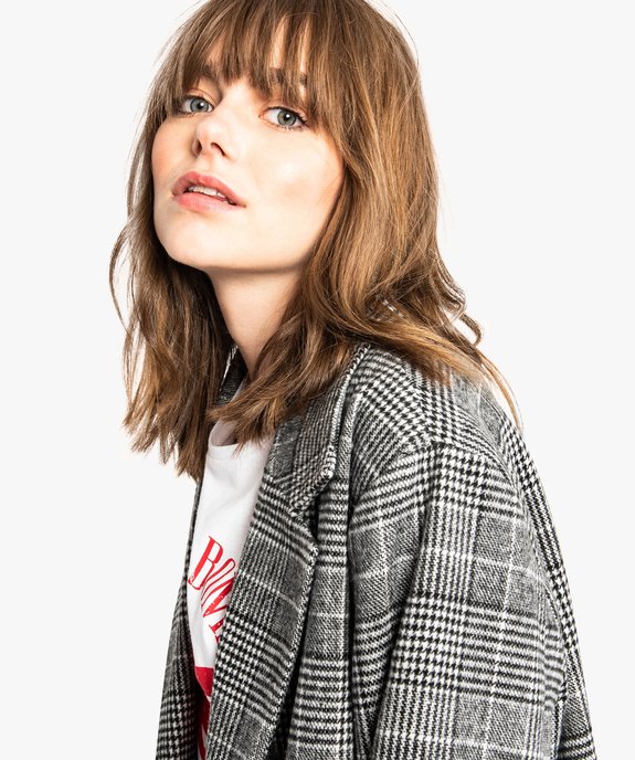 Manteau mi-long motif prince-de-galles vue2 - GEMO(FEMME PAP) - GEMO