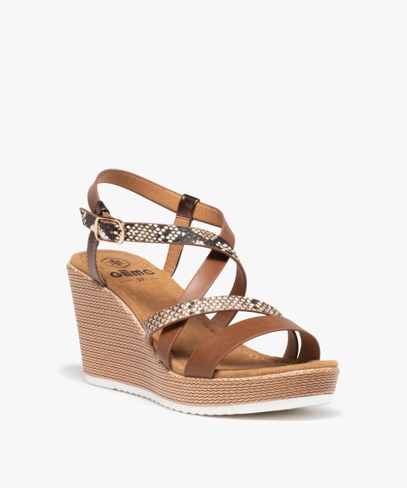 Sandales femme compensées à brides fantaisie vue2 - GEMO(URBAIN) - GEMO