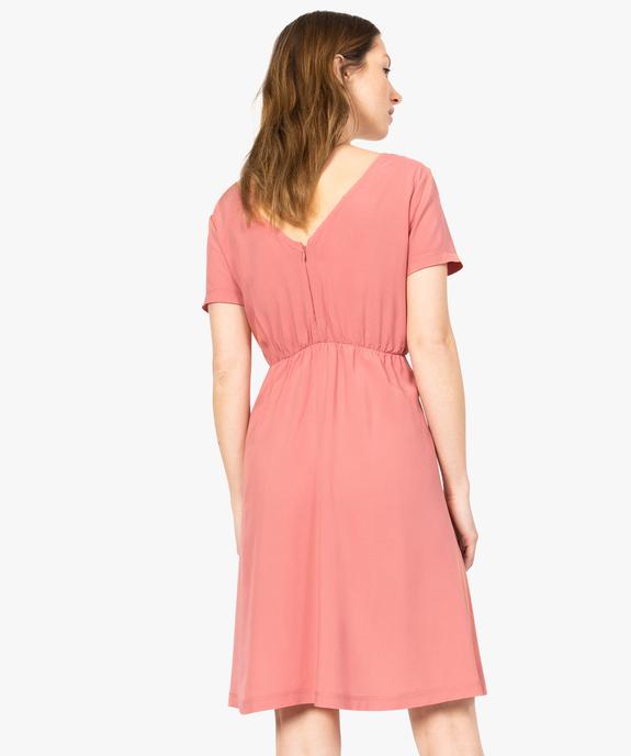 Robe femme fluide à encolure V et pans à nouer sur la poitrine vue3 - FOLLOW ME - GEMO