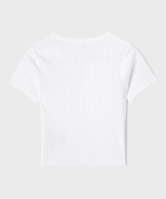 Tee-shirt manches courtes en jersey de coton ajouré fille vue3 - GEMO 4G FILLE - GEMO