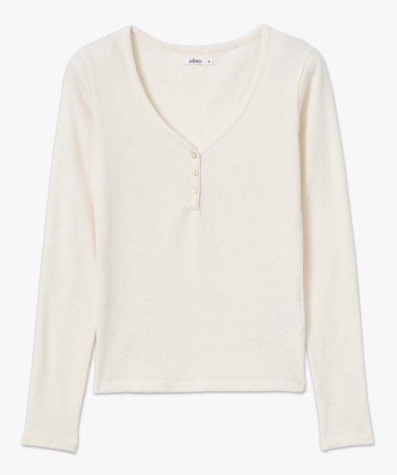 Tee-shirt femme à manches longues en maille côtelée vue4 - GEMO(FEMME PAP) - GEMO