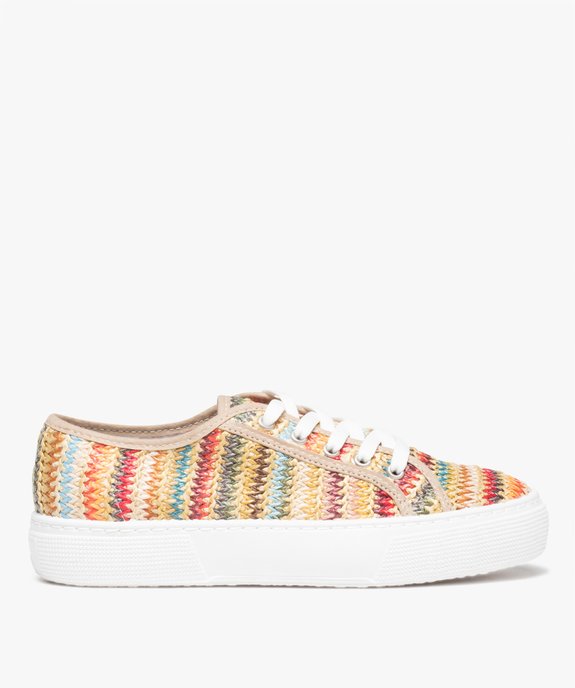 Baskets femme multicolores en toile et à talon compensé vue1 - GEMO (SPORTSWR) - GEMO
