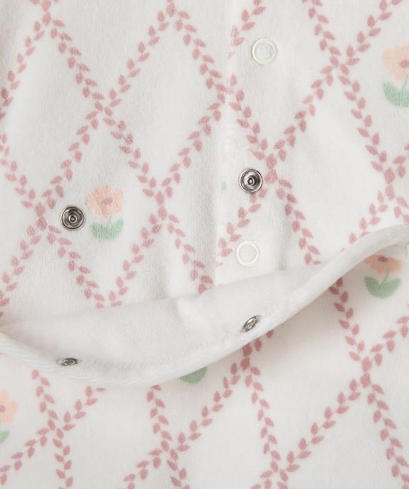 Pyjama en velours à losanges et fleurs bébé vue3 - GEMO 4G BEBE - GEMO