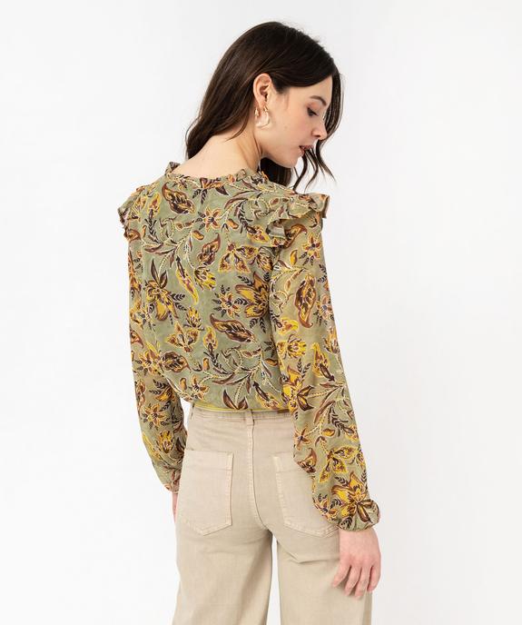 Blouse à manches longues en voile à motifs fleuris femme vue3 - GEMO(FEMME PAP) - GEMO