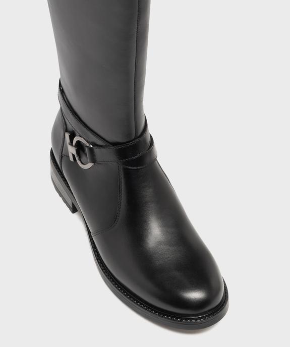 Bottes cavalières en cuir à zip et élastiques femme - Tanéo vue5 - TANEO - GEMO