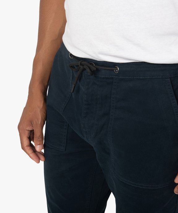 Pantalon homme en toile avec taille élastiquée vue2 - GEMO (HOMME) - GEMO