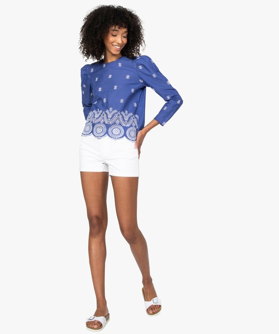 Blouse femme avec broderies ajourées vue5 - GEMO(FEMME PAP) - GEMO