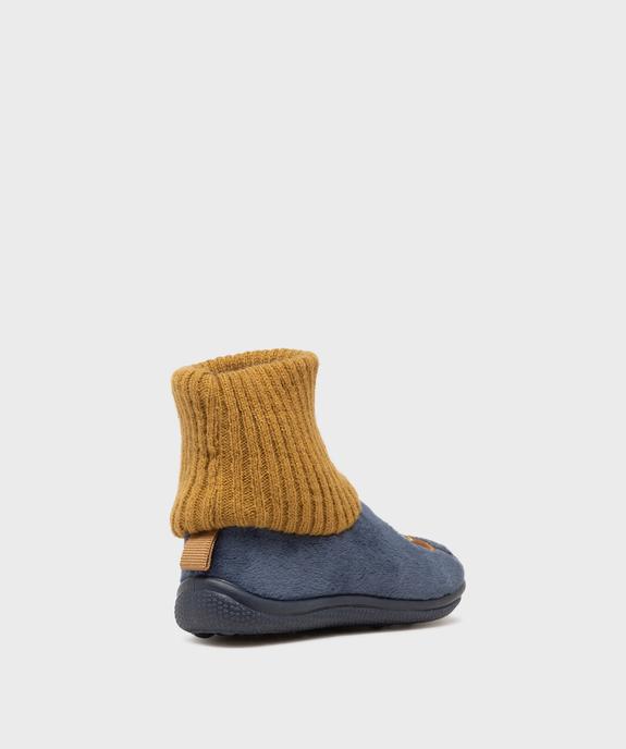 Chaussons en velours à tige montante en maille côtelée garçon vue4 - GEMO (ENFANT) - GEMO