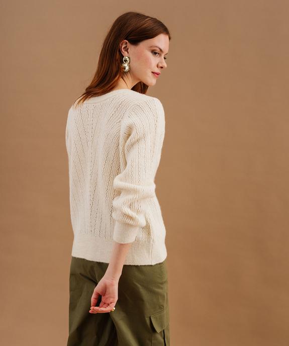 Gilet en maille ajourée à col V femme vue3 - GEMO(FEMME PAP) - GEMO