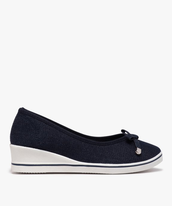 Ballerines femme en toile à talon compensé vue1 - GEMO 4G FEMME - GEMO
