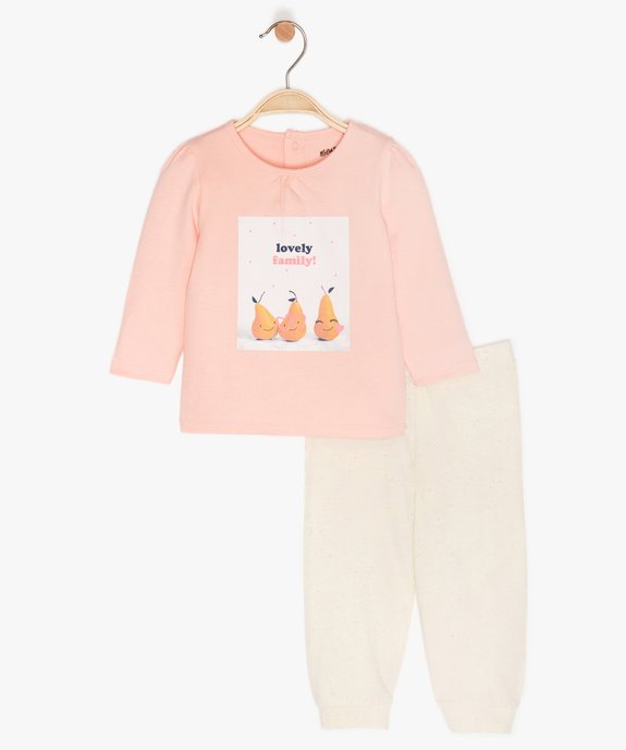 Pyjama bébé fille imprimé et moucheté vue1 - GEMO 4G BEBE - GEMO