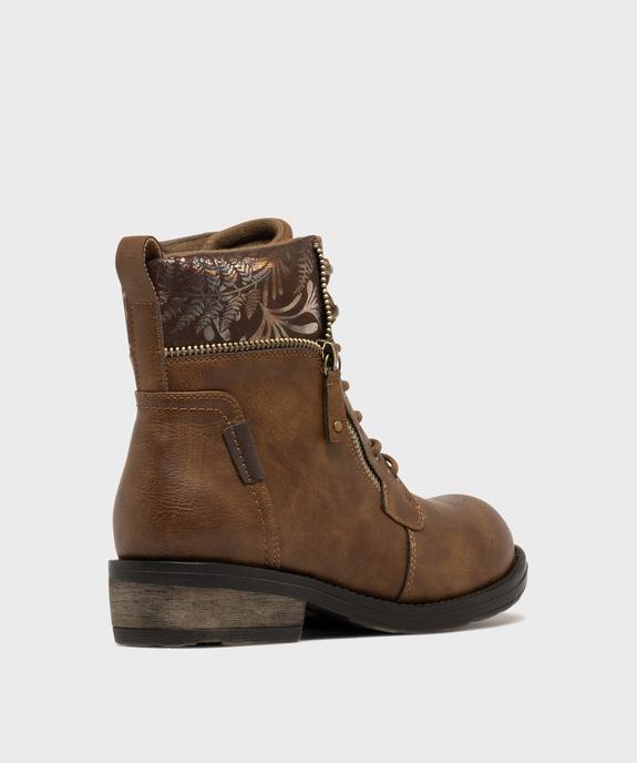 Boots femme à lacets avec col fantaisie et zip  vue11 - EMILIA ROSA - GEMO