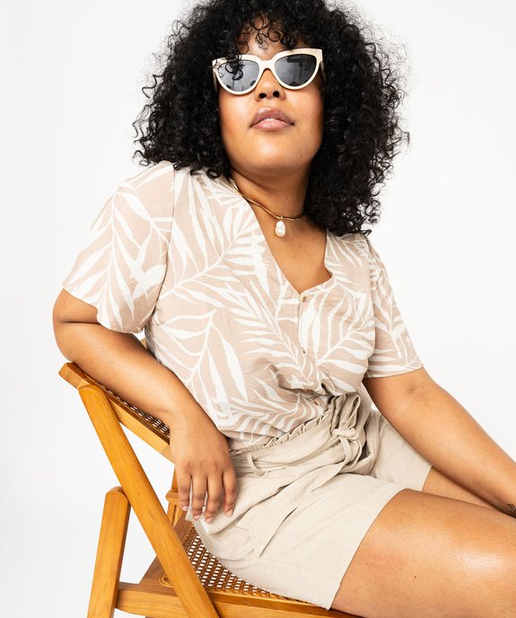 Blouse manches courtes fluide à col V et imprimé femme grande taille vue6 - GEMO (G TAILLE) - GEMO