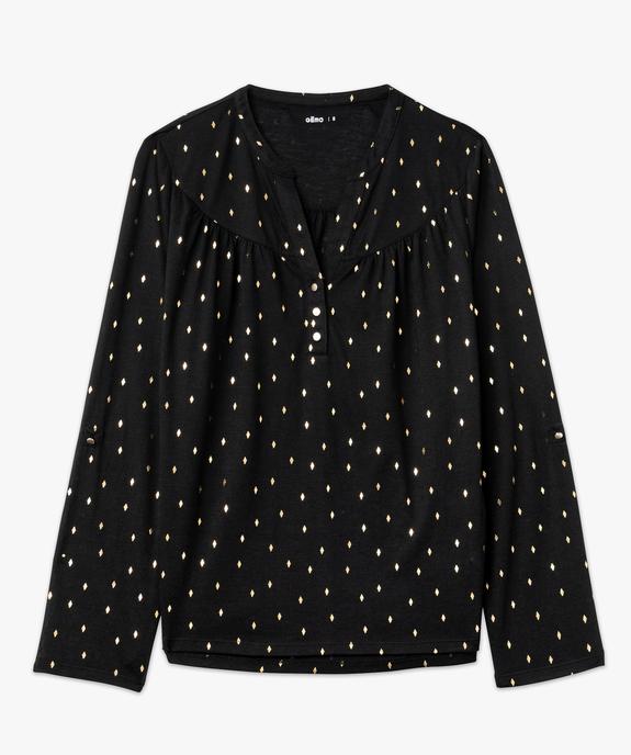 Tee-shirt à manches longues imprimé avec col boutonné femme vue4 - GEMO 4G FEMME - GEMO