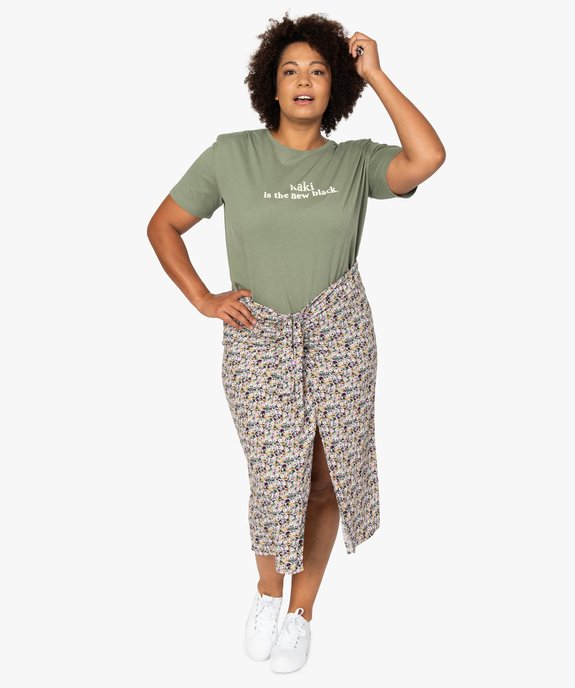 Jupe femme grande taille à motifs fleuris fendue sur l’avant vue5 - GEMO (G TAILLE) - GEMO