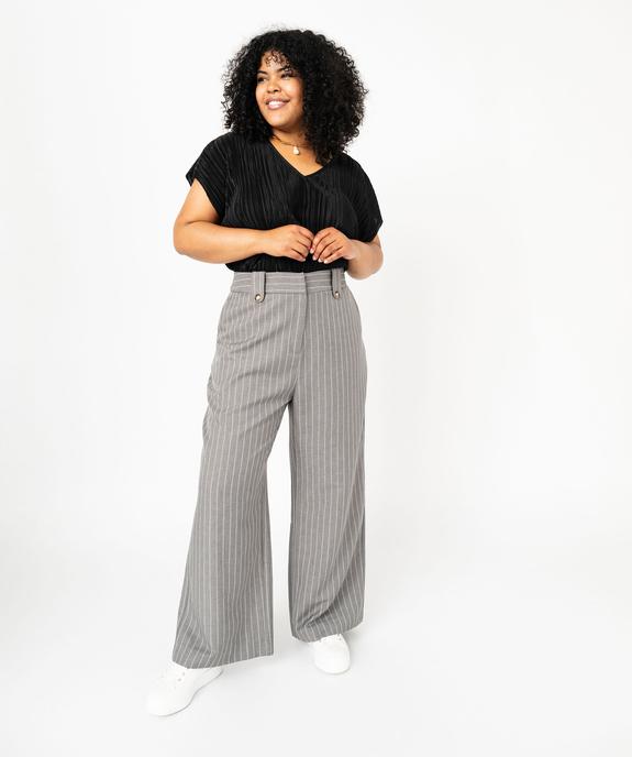 Tee-shirt manches courtes en maille plissée femme grande taille vue5 - GEMO (G TAILLE) - GEMO