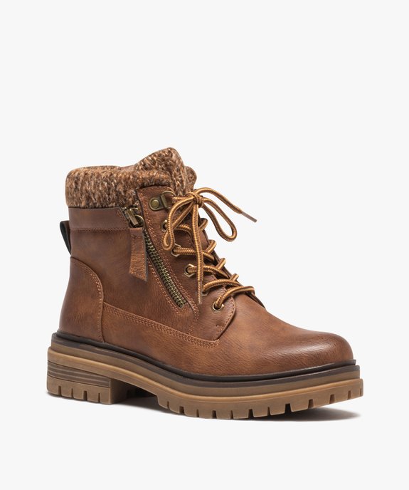 Boots femme fourrées unies avec col chaussette  vue2 - GEMO (CASUAL) - GEMO