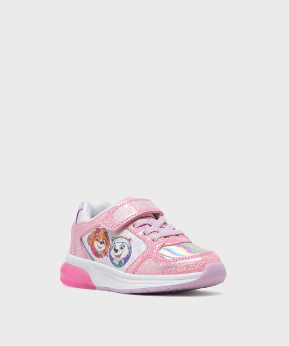 Baskets à scratch pailletées avec semelle lumineuse fille - Pat Patrouille vue2 - PAT PATROUILLE - GEMO