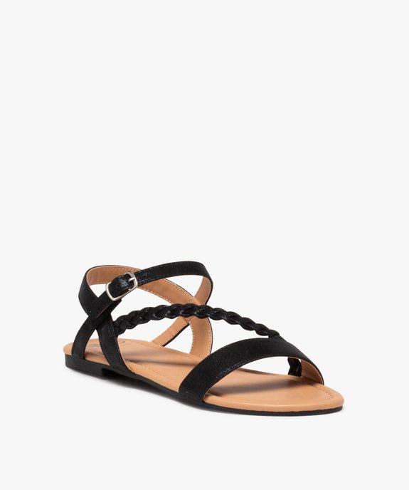 Sandales plates à brides métallisées femme vue2 - GEMO (CASUAL) - GEMO