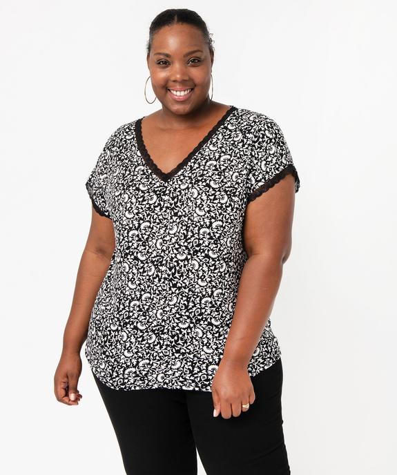 Tee-shirt imprimé à manches courtes à col V femme grande taille vue1 - GEMO 4G GT - GEMO