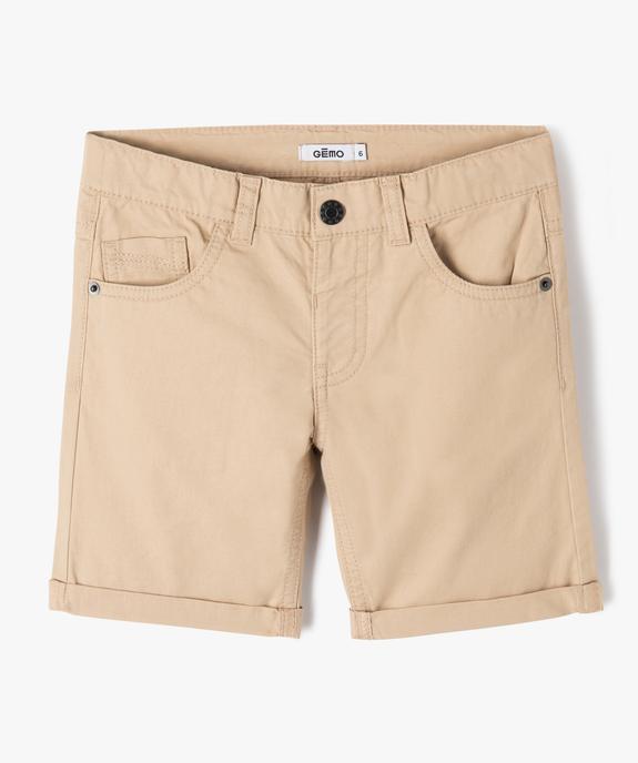 Bermuda en twill avec revers cousus garçon vue1 - GEMO 4G GARCON - GEMO