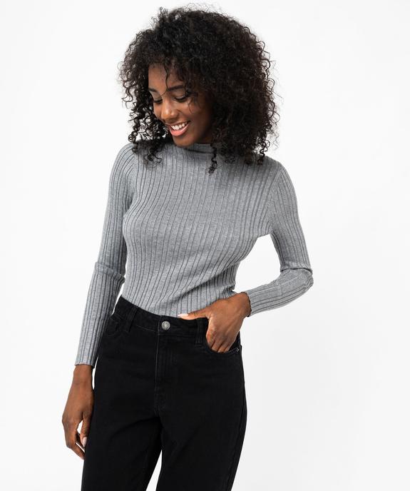 Pull en maille côtelée à col montant femme vue1 - GEMO 4G FEMME - GEMO
