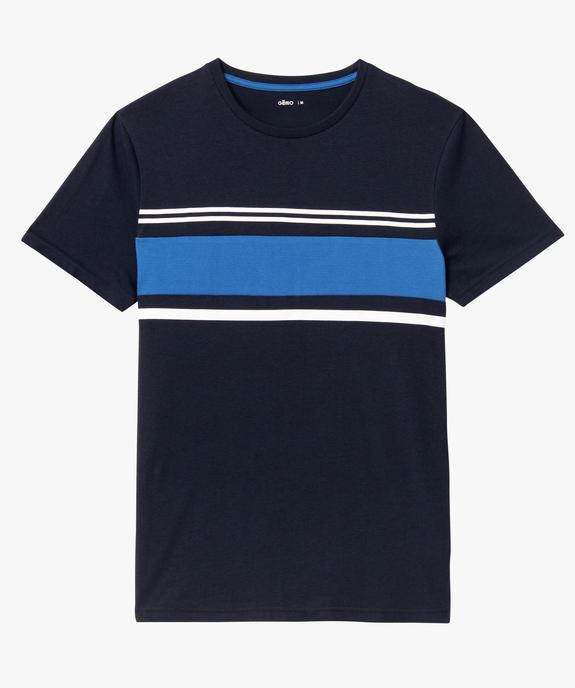 Tee-shirt homme à manches courtes avec buste rayé vue4 - GEMO (HOMME) - GEMO