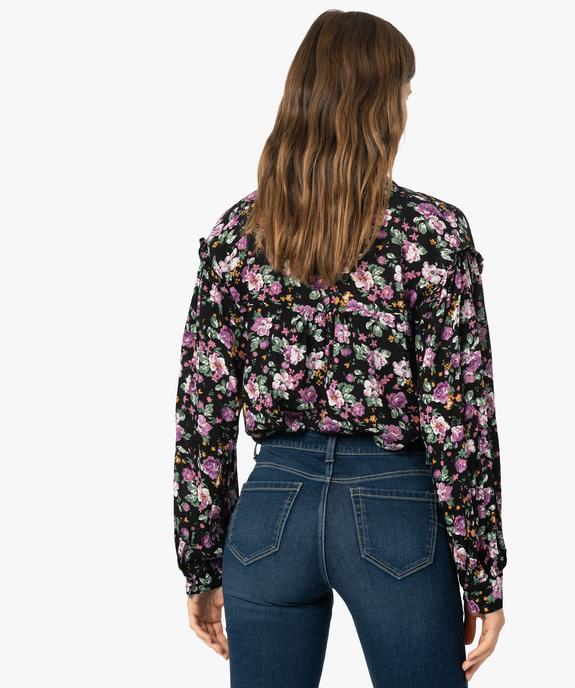 Chemise femme en crêpe avec empiècements froncés aux épaules vue3 - GEMO(FEMME PAP) - GEMO