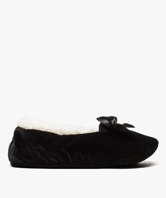 Chaussons femme forme ballerine en velours avec noeud satin vue1 - GEMO(HOMWR FEM) - GEMO
