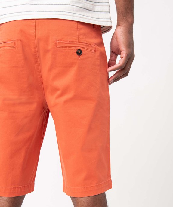 Bermuda coupe chino en toile stretch homme orange GEMO