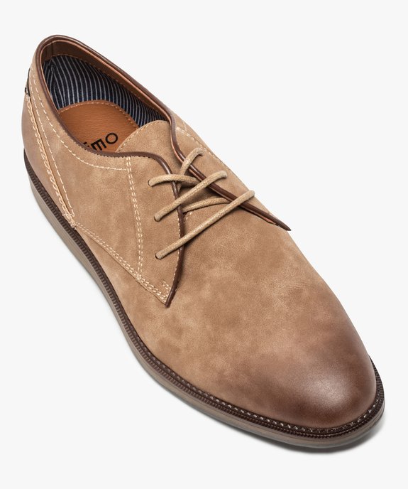 Derbies homme unis en suédine avec effet vieilli vue5 - GEMO(URBAIN) - GEMO